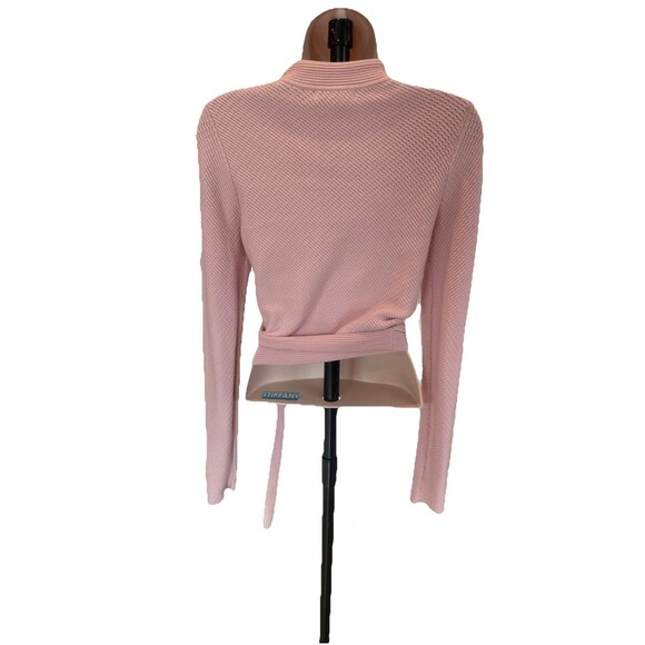 Athleta Pink Tie Front Cotton Blend Cropped Cardigan Long Sleeve Size Small Yoga - Picture 5 of 7